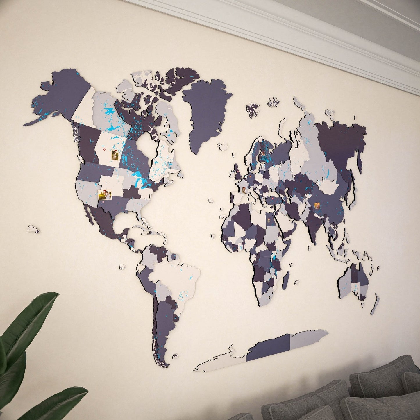 Wooden World Map for Wall - 3D Art & Vibrant Colors (Nimbus)