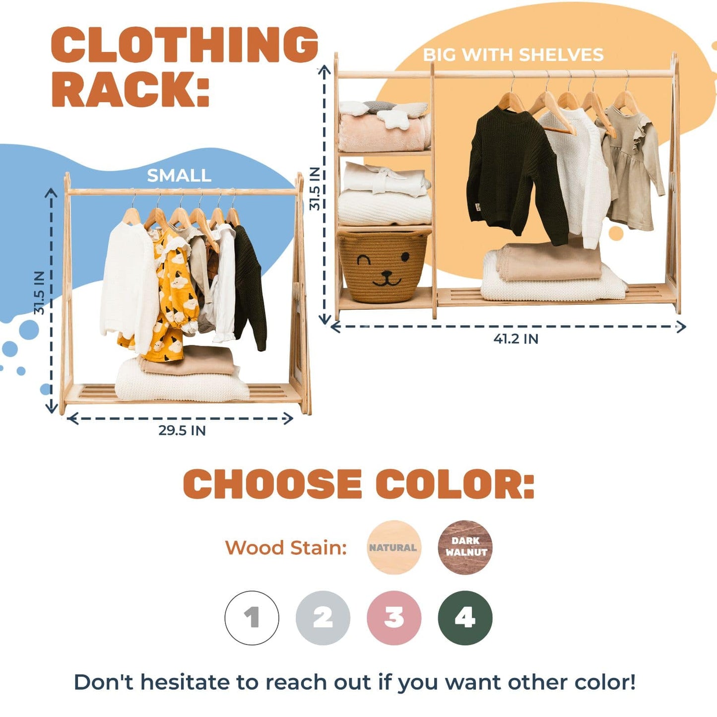 Wooden children's clothing rack