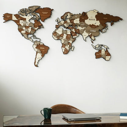 Wooden World Map Puzzle - 3d Wood Push Pin Maps, Wooden on Metal