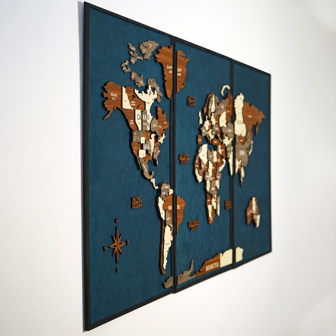 Wooden World Map 3D Multilayered, Pin Adventures & Home Decors