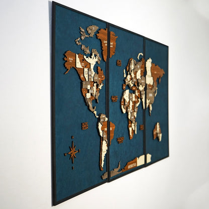 Wooden World Map 3D Multilayered, Pin Adventures & Home Decors