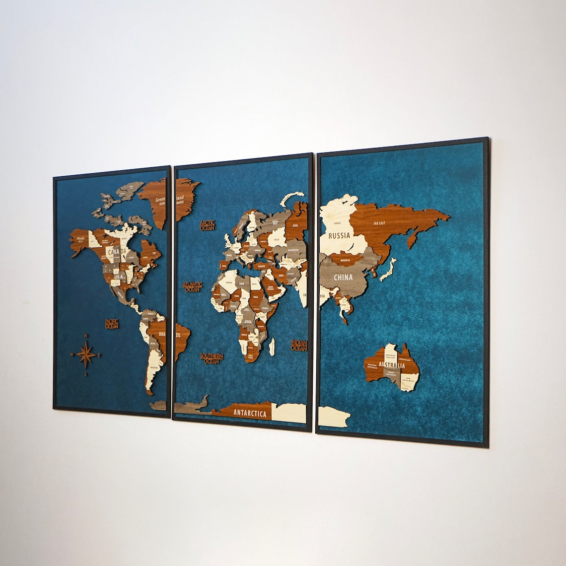 Wooden World Map 3D Multilayered, Pin Adventures & Home Decors