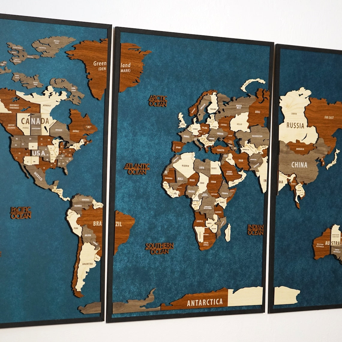 Wooden World Map 3D Multilayered, Pin Adventures & Home Decors