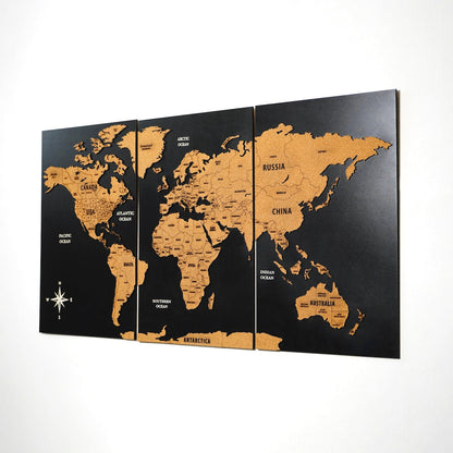 Wooden Cork World Map with Pins - Add Travel Photos
