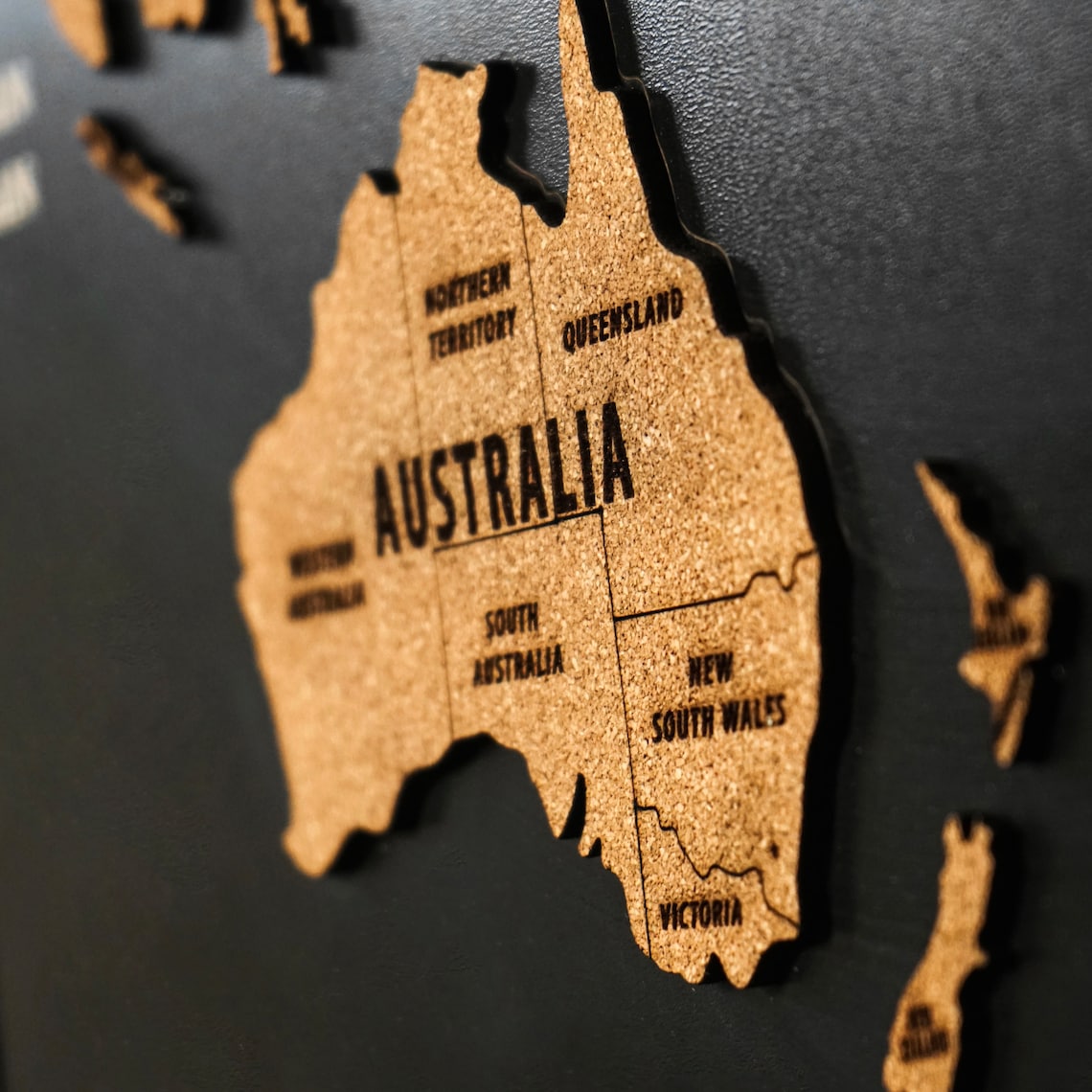 Wooden Cork World Map with Pins - Add Travel Photos