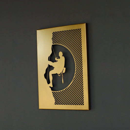 Climber in the Night Metal Wall Decor - Climbing Man Wall Art