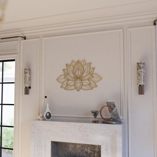 Lotus Mandala Wall Art For Living Room- Spiritual Home Decor Ideas, Shiny Metal