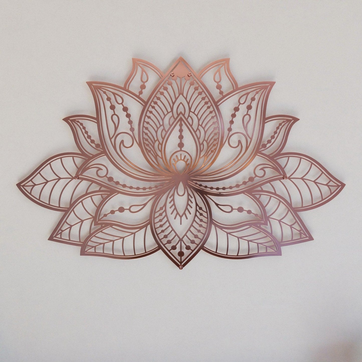 Lotus Mandala Wall Art For Living Room- Spiritual Home Decor Ideas, Shiny Metal