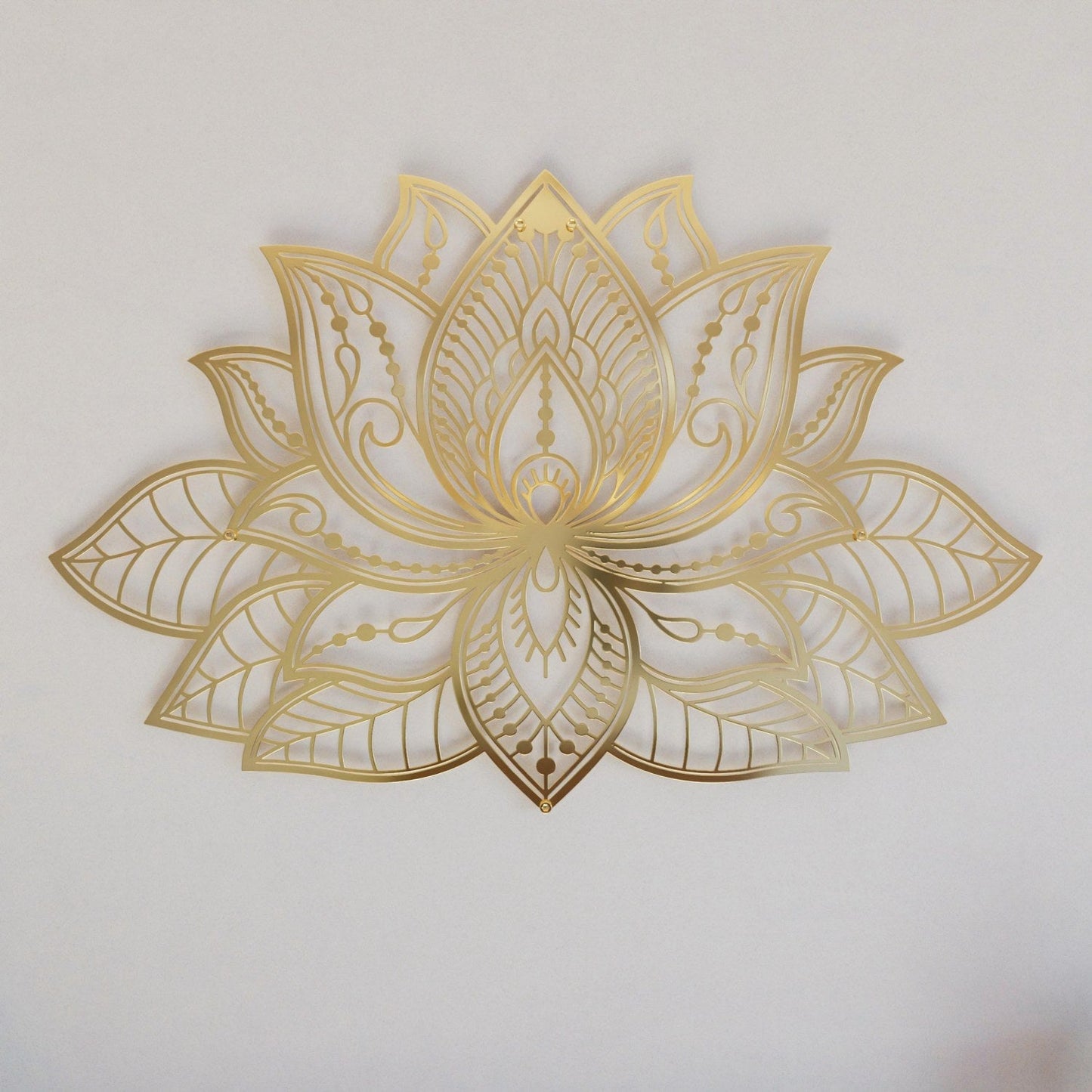 Lotus Mandala Wall Art For Living Room- Spiritual Home Decor Ideas, Shiny Metal