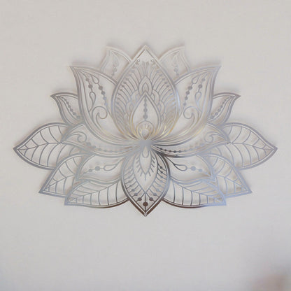 Lotus Mandala Wall Art For Living Room- Spiritual Home Decor Ideas, Shiny Metal