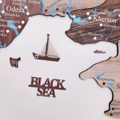 Wooden Map of Ukraine Cappuccino