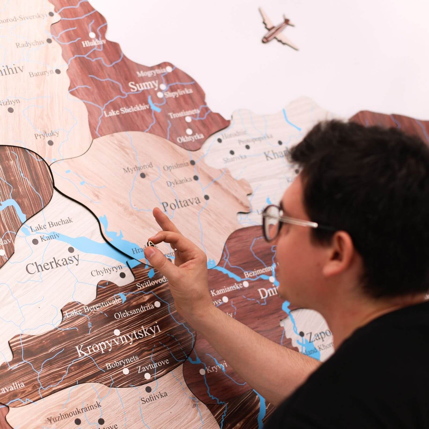 Wooden Map of Ukraine Cappuccino