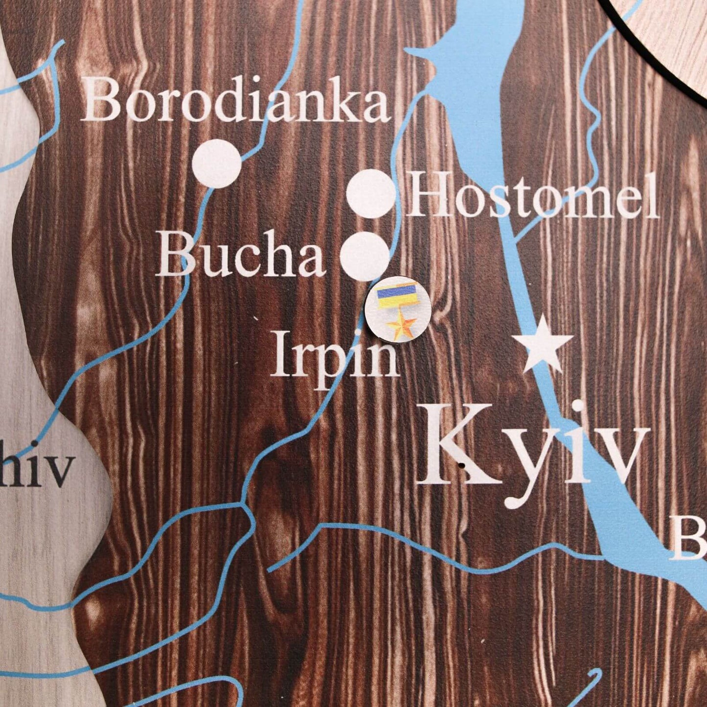 Wooden Map of Ukraine Cappuccino