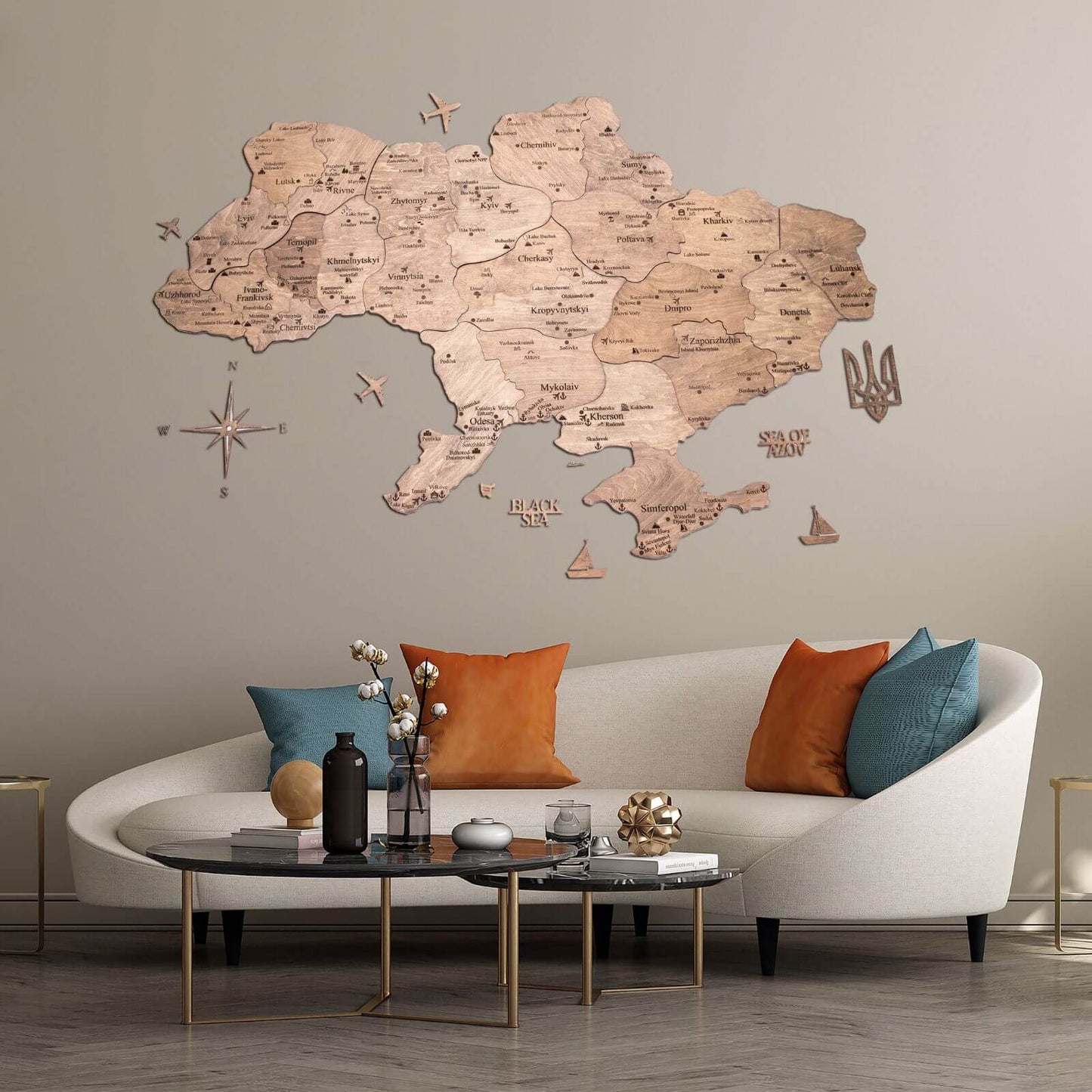 Wooden Map of Ukraine Terra