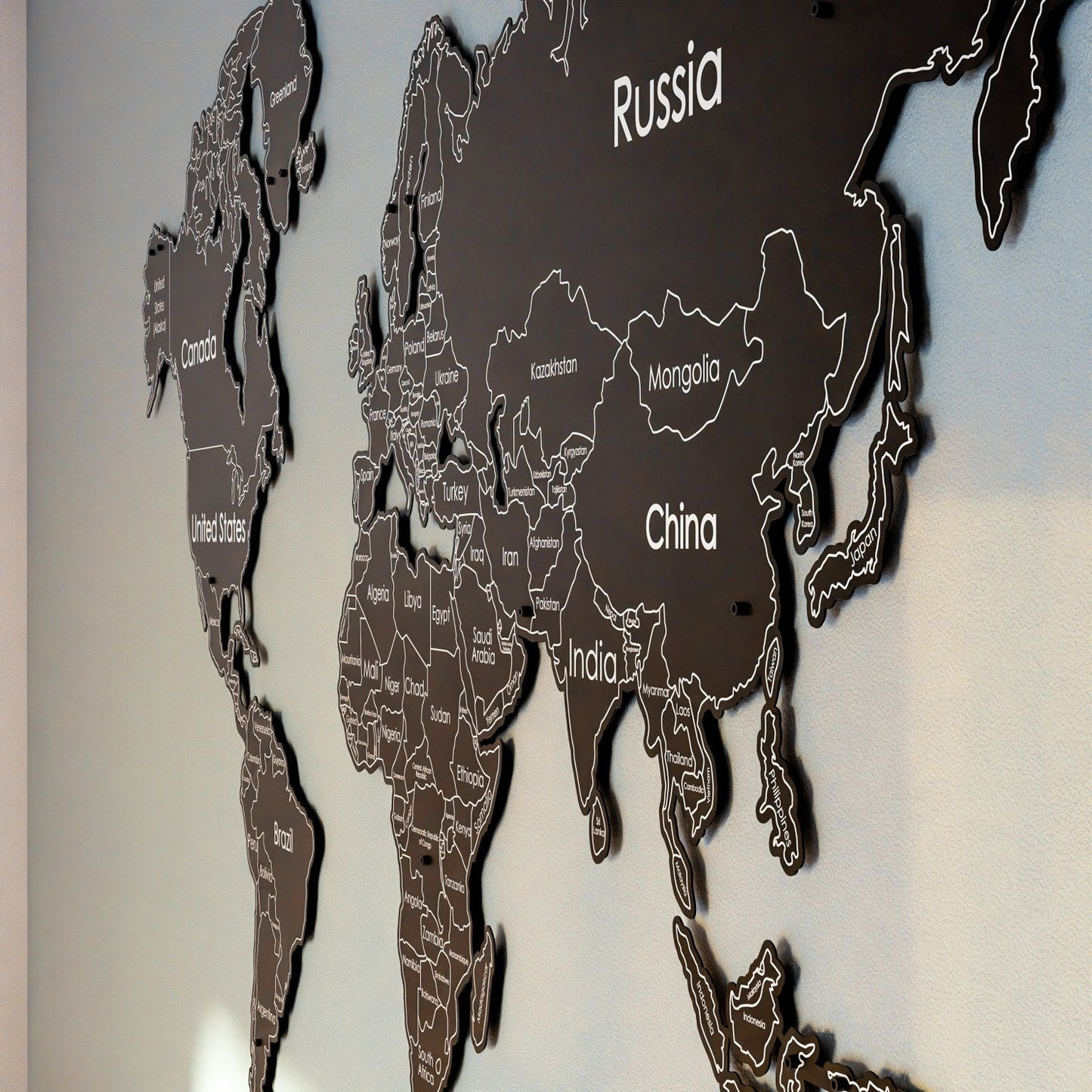 World Map for Wall - Metal Wall Art Living Room & Office