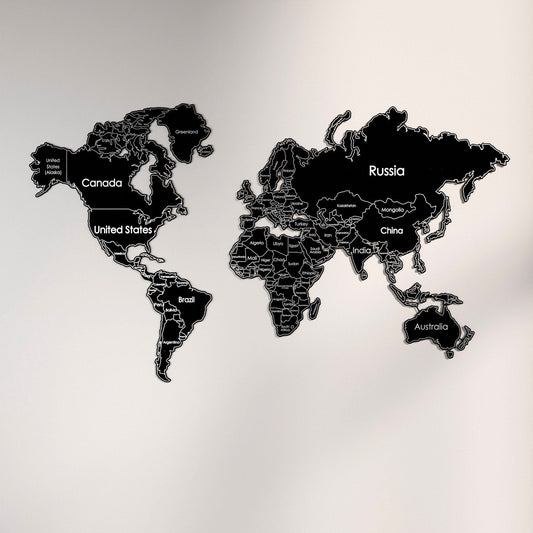 World Map for Wall - Metal Wall Art Living Room & Office