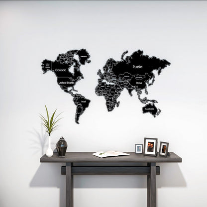 World Map for Wall - Metal Wall Art Living Room & Office
