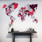 World Map Wall Art - UV Print on Metal, Vibrant Colors (Crimson)