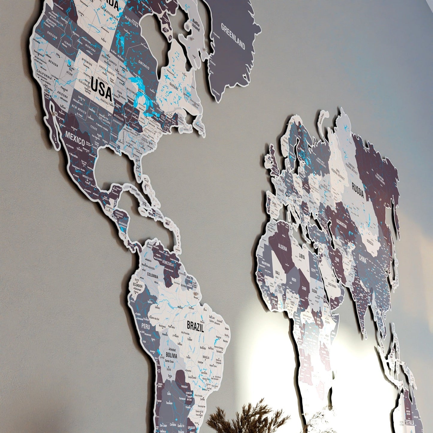 Metal World Map for Wall - UV Print Art&Vibrant Colors (Nimbus)