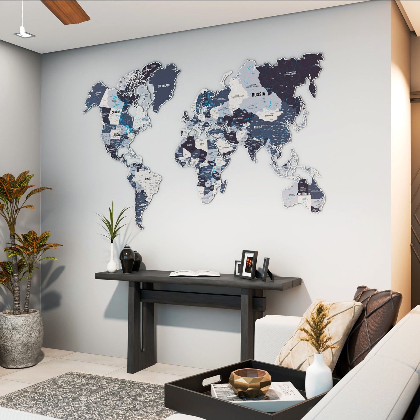 Metal World Map for Wall - UV Print Art&Vibrant Colors (Nimbus)