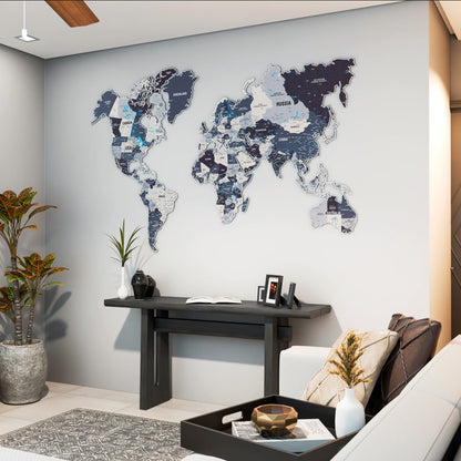 Metal World Map for Wall - UV Print Art&Vibrant Colors (Nimbus)