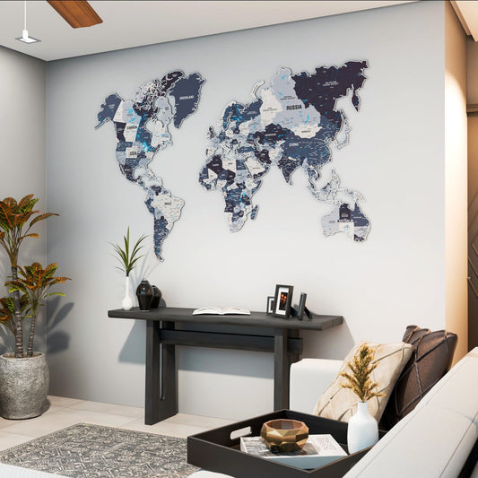 Metal World Map for Wall - UV Print Art&Vibrant Colors (Nimbus)