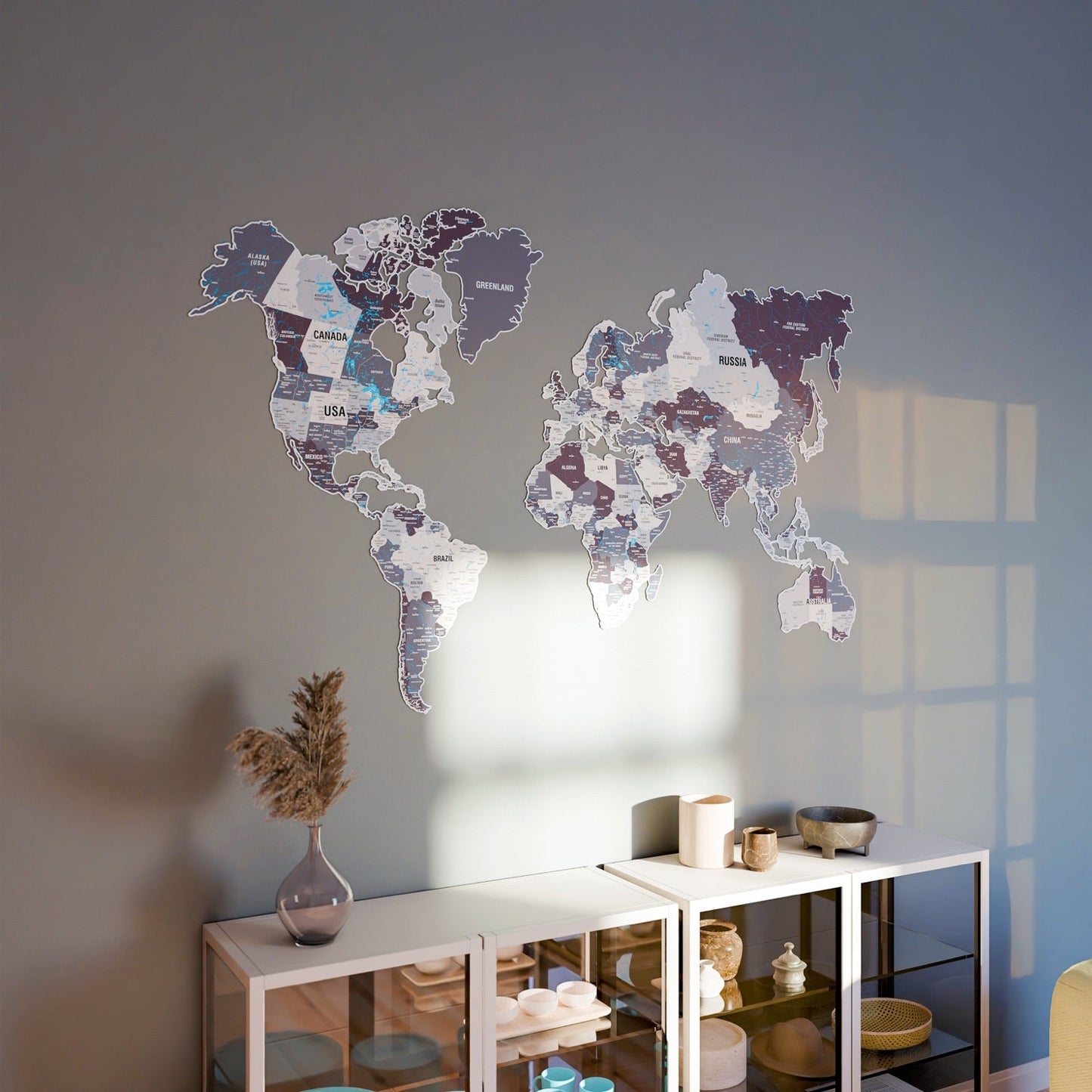 Metal World Map for Wall - UV Print Art&Vibrant Colors (Nimbus)