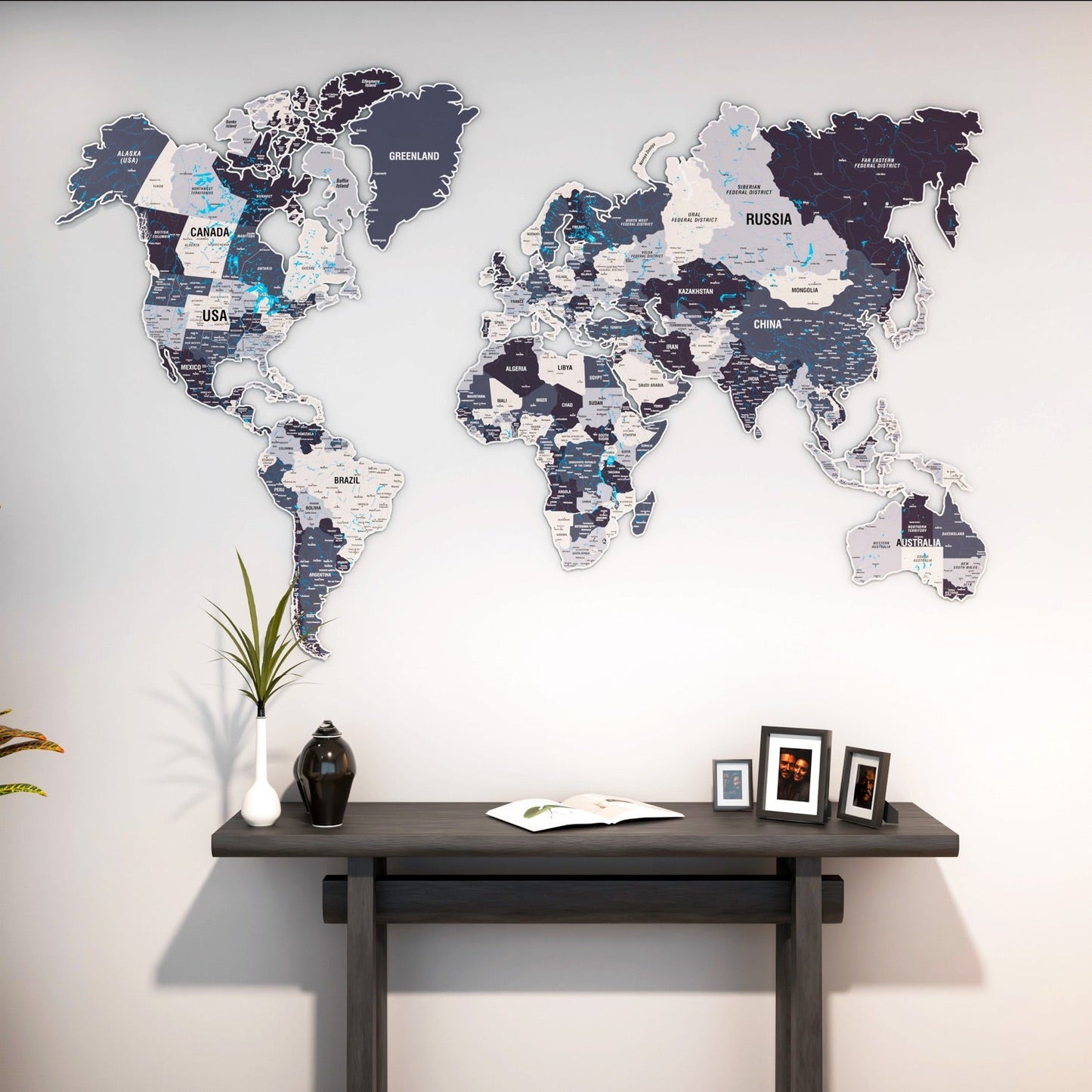 Metal World Map for Wall - UV Print Art&Vibrant Colors (Nimbus)