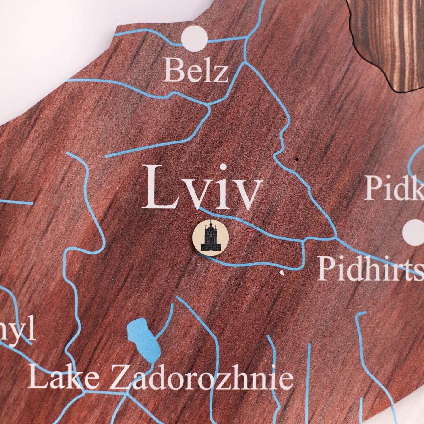 Wooden Map of Ukraine Cappuccino