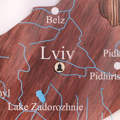 Wooden Map of Ukraine Cappuccino