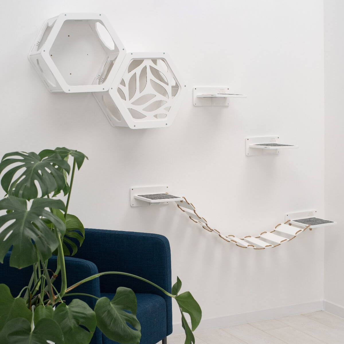 Cat Climbing Wall Shelves White