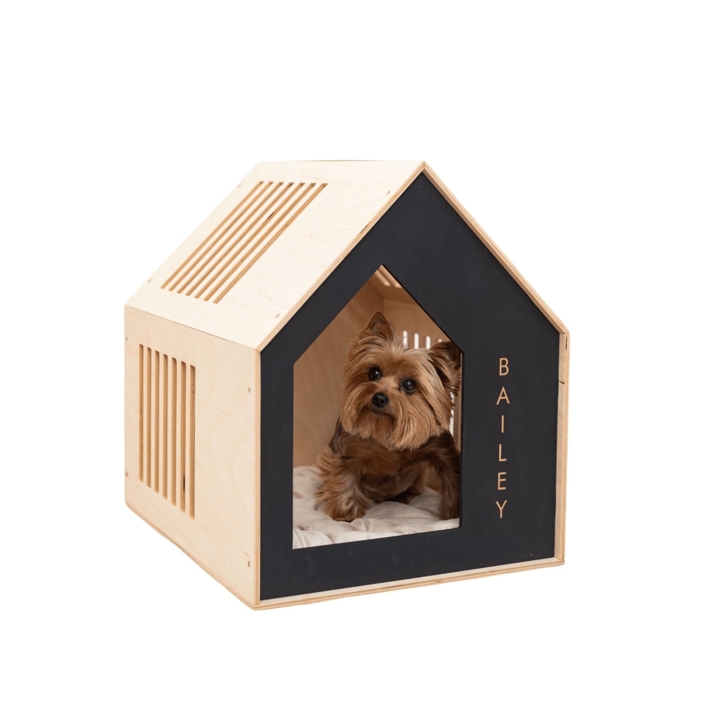 Booth-Style Wooden Dog House - Black