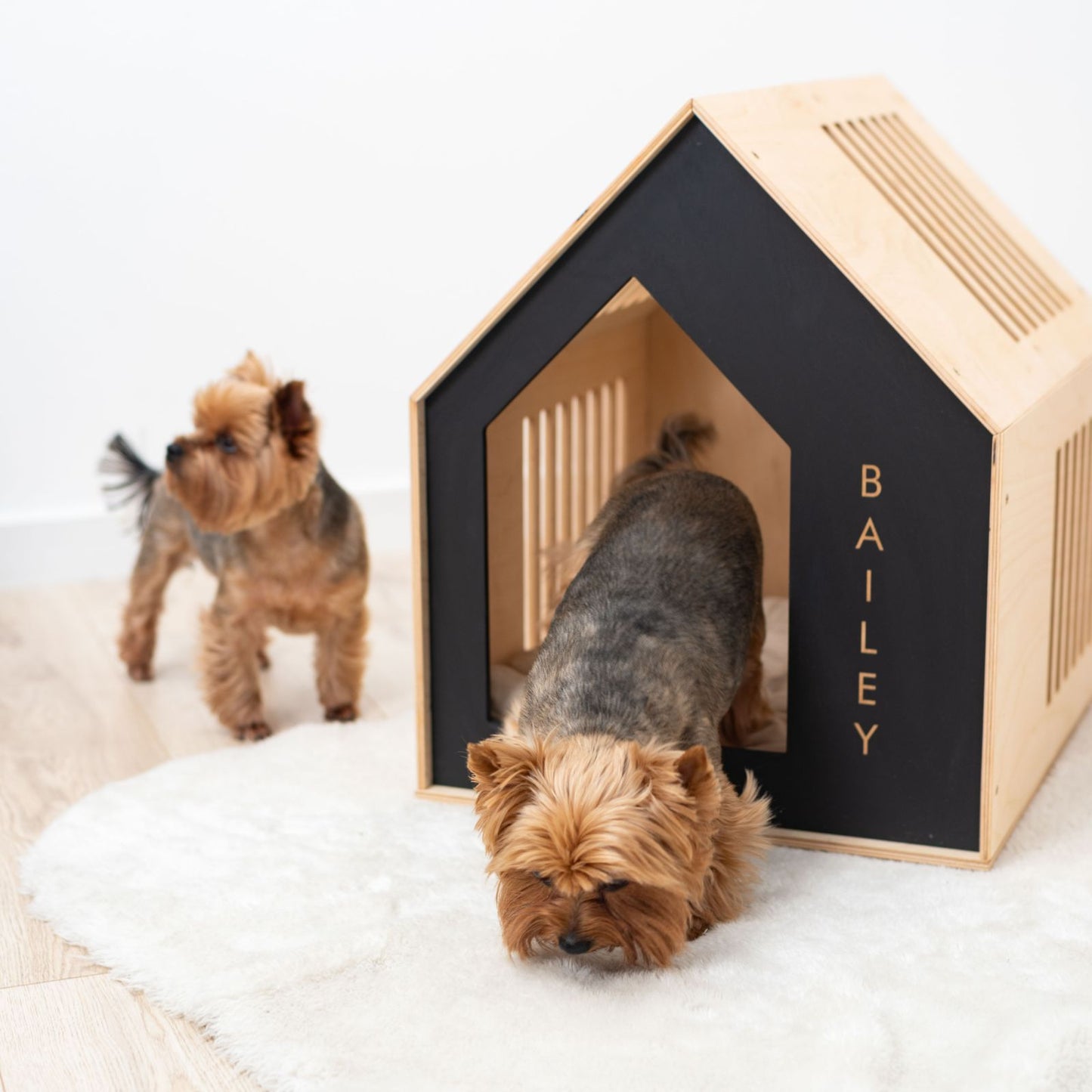 Booth-Style Wooden Dog House - Black