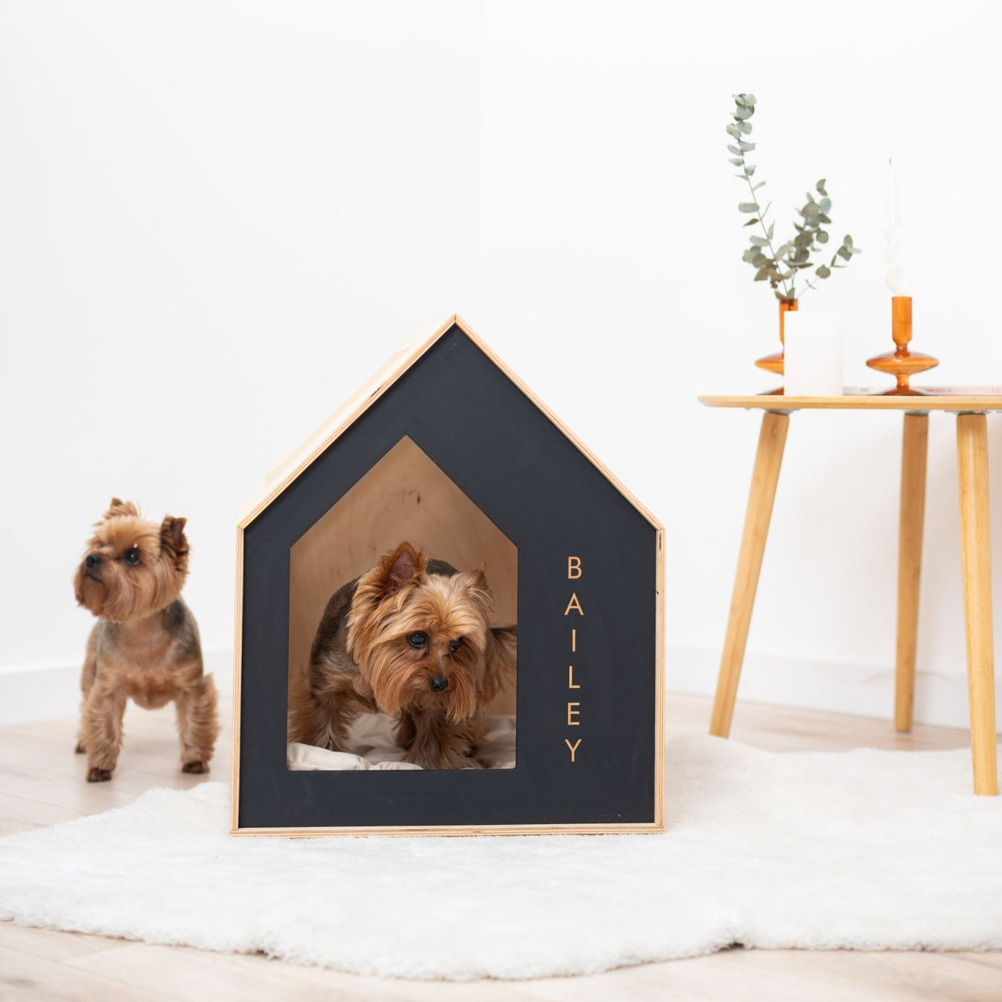 Booth-Style Wooden Dog House - Black