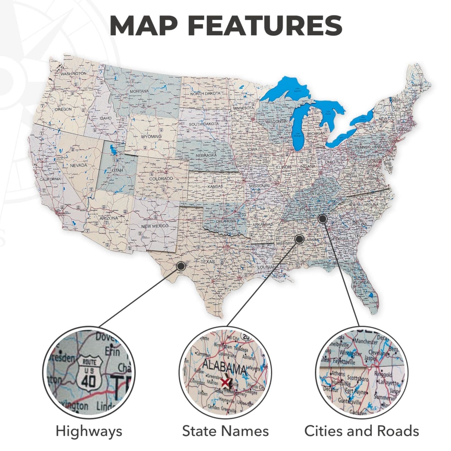 Wooden USA Map