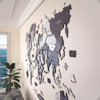 Wooden World Map for Wall - 3D Art & Vibrant Colors (Nimbus)