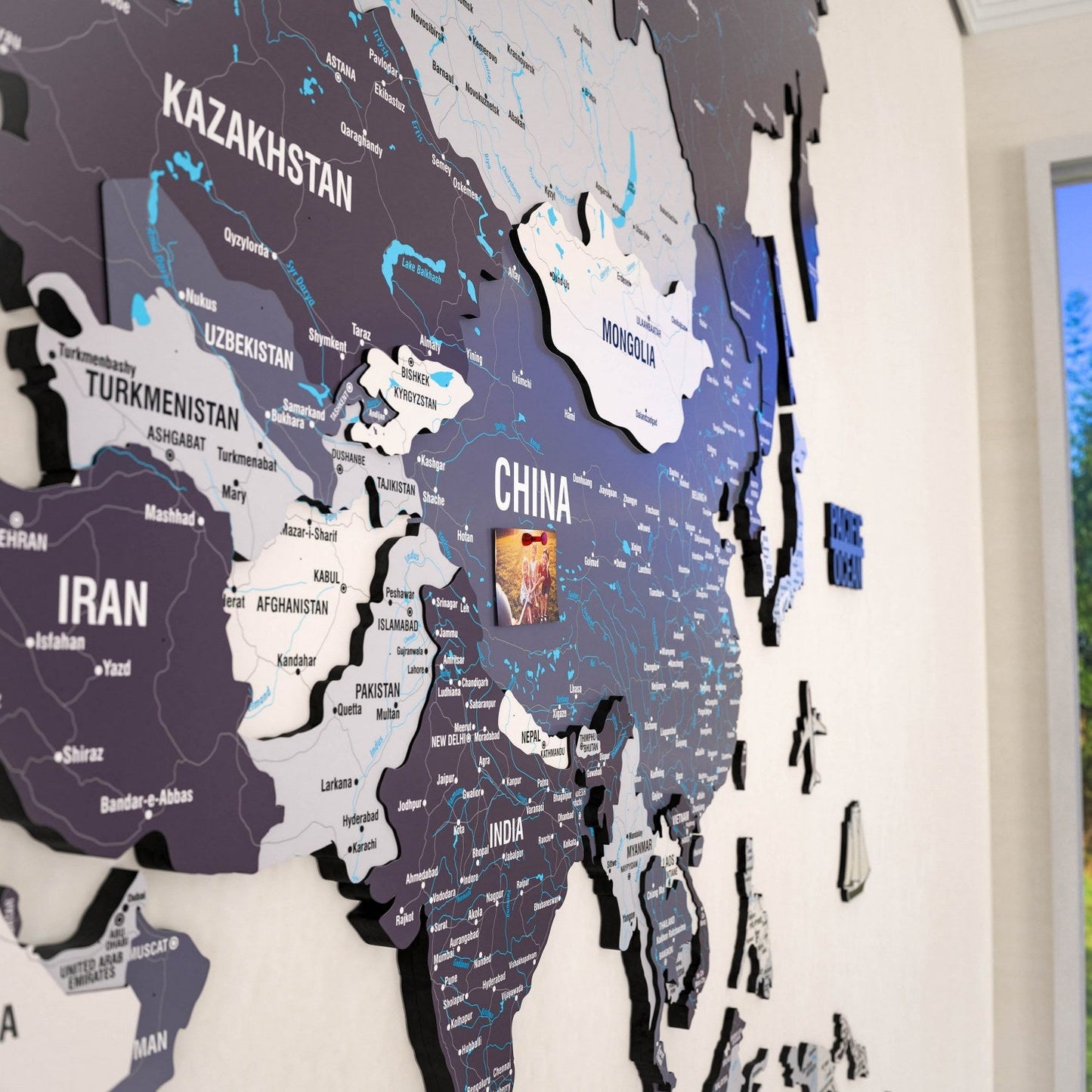 Wooden World Map for Wall - 3D Art & Vibrant Colors (Nimbus)