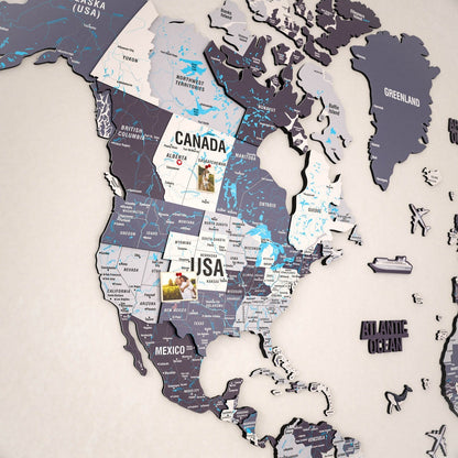 Wooden World Map for Wall - 3D Art & Vibrant Colors (Nimbus)