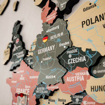 Map of the World Art for Wall - 3D & Vibrant Colors (Sage)